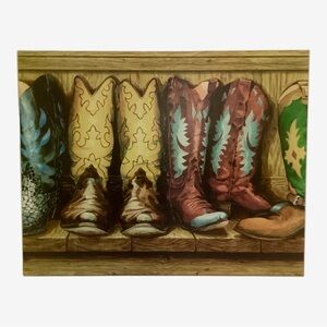 Ambesonne Cutting Board Plexiglass Countertop Art Colorful Cowboy Roper Boots